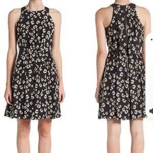 Rebecca Taylor 100% Silk Black Leopard Dress